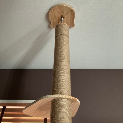 決まりました】キャットタワー 突っ張り 木登りタワー 宇宙船ボウル付き 　美品