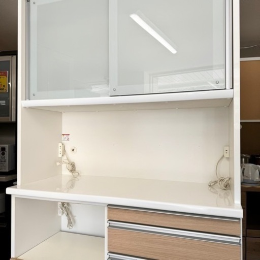 【超美品‼️】定価24万♪ 高級 松田家具 118cm幅キッチンボード 食器棚 収納家具 木目調ライトブラウン♪