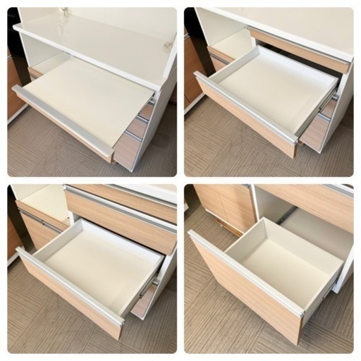 【超美品‼️】定価24万♪ 高級 松田家具 118cm幅キッチンボード 食器棚 収納家具 木目調ライトブラウン♪