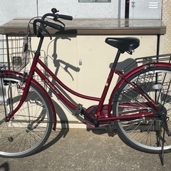 ●26インチ　軽快車 (鍵、ライト付き)●赤
