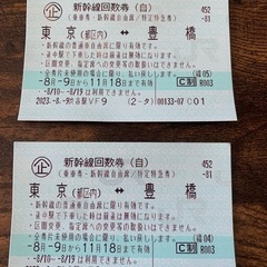 新幹線チケット 豊橋⇆東京（往復）または（片道2人分）