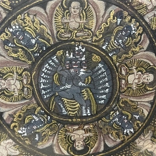 d1022504 タンカ 曼荼羅 マンダラ ブッダ 仏陀 仏画 チベット 手描き