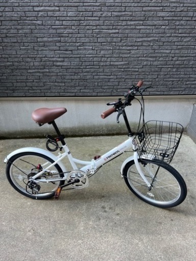 折りたたみ自転車 折り畳み自転車 20インチ 6段変速 カゴ ワイヤー錠ライト付
