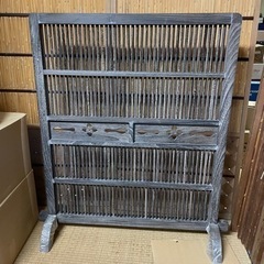 【桐】衝立/ついたて パーテーション 格子 古民具 アンティーク...