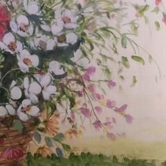 新宅光男作　コスモス　絵画　水彩画　の画像
