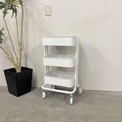  14368  IKEA キャスター付キッチンワゴン　スチールワ...