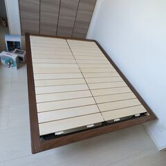 【売ります】無印良品　ダブルマットレス　木製ベッドフレームウォー...
