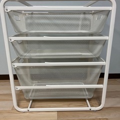 001  IKEA 廃盤品　アルゴート　3段メッシュバスケット　ホワイト　スチール製の画像
