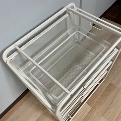 001  IKEA 廃盤品　アルゴート　3段メッシュバスケット　ホワイト　スチール製の画像
