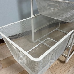 001  IKEA 廃盤品　アルゴート　3段メッシュバスケット　ホワイト　スチール製の画像