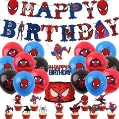 値下げ！スパイダーマン　バルーン　ガーランド　ケーキトッパー　セットの画像