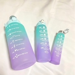 ウォーターボトル　3本セット 大容量 グリーン パープルの画像
