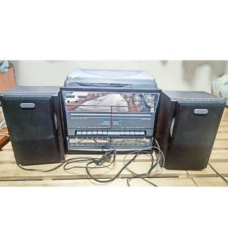USED トウショウ TCDR-386WC マルチプレーヤー 一体型オーディオ 通電のみ確認済 レコード カセット CD ラジオ スピーカー1組付