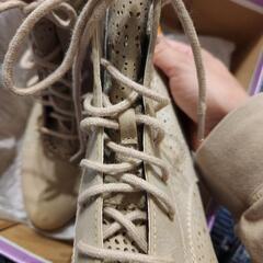 【美品】Graceland本革編み上げブーツベージュ24cmの画像