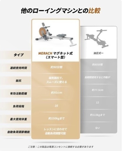 《近場なら配送します》超美品　ローイングマシン MERACH （メリック）ボート漕ぎマシン  アプリ連動タイプ