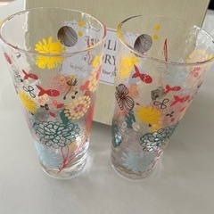 【新品未使用】グラス 2セット 花柄