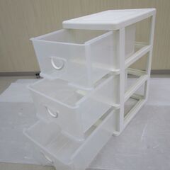 【堺市民限定】(2310-36) ３段衣装ケース ホワイト×クリアの画像