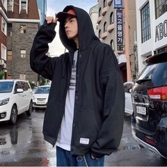 【新品】スタイリッシュ パーカー メンズ フード付き コート ボタン 無地 トップス 長袖 秋服 おしゃれ アウター カジュアル ゆったり スウェット ジャケット 大きいサイズXLの画像