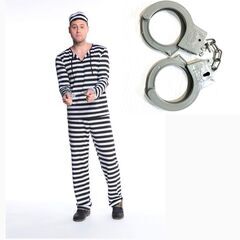 原価卸値 囚人 コスプレ 衣装 仮装 手錠付 ハロウィン コスチ...