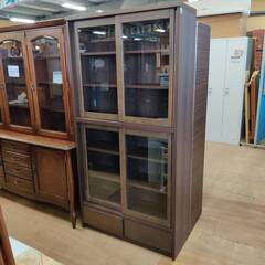 【愛品倶楽部柏店】吉川木工 2枚スライド扉 書棚 デイル引戸DBR