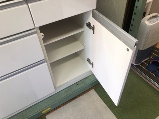 【リサイクルサービス八光】幅119.8㎝　エナメルホワイト　収納付きキッチンカウンター