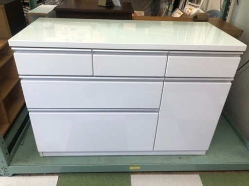 リサイクルサービス八光】幅119.8㎝ エナメルホワイト 収納付き