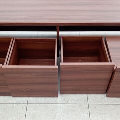 ★ジモティ割あり★ 末次家具工芸 テーブル収納BOX付 ブラウン H40.5×D40×W150 クリーニング済み TJ2499の画像