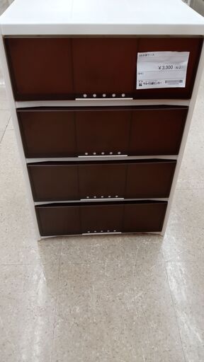 ★ジモティ割あり★  4段収納棚ケース 白と茶 H92×D45×W49.5 クリーニング済み TJ2505