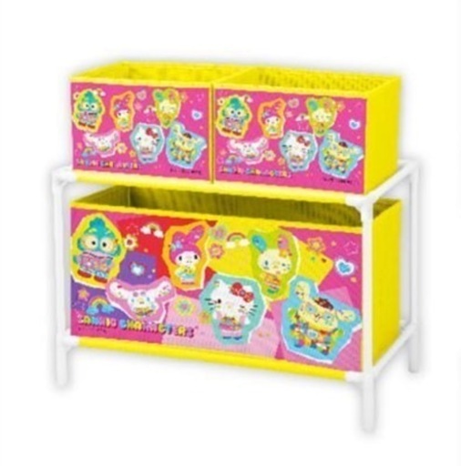 【新品】サンリオキャラクターズ　デコラポップ３ボックス付き収納ケース　イエロー