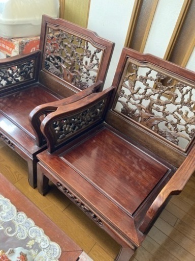 中国家具　中国骨董 唐木家具　応接間セット　アンティーク　レトロ