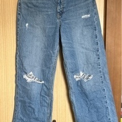 AZUL by moussy ハイウエスト ワイド デニム パンツw26アズールの画像