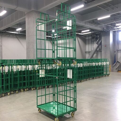 ① 状態良好 東志産業 2段積みカゴ台車 オールスチール製/頑丈さ ① 状態良好 東志産業 2段積みカゴ台車 オールスチール製/頑丈さ