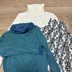 中古タートルネックカットソー☆長袖薄手秋春3枚セット