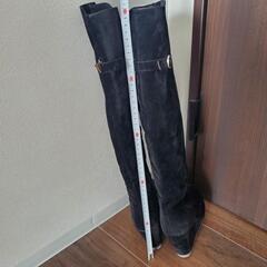 ベルベット ロングブーツ ニーハイブーツ 黒 美品♪の画像