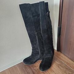 ベルベット ロングブーツ ニーハイブーツ 黒 美品♪の画像