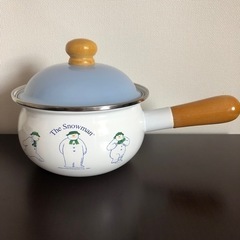 スノーマン　ホーロー　ミルクパン　蓋付き　片手鍋