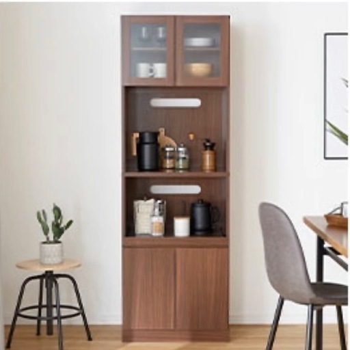 【超美品‼️】ロウヤ 60cm幅レンジボード 食器棚 収納家具 木目調ダークブラウン♪