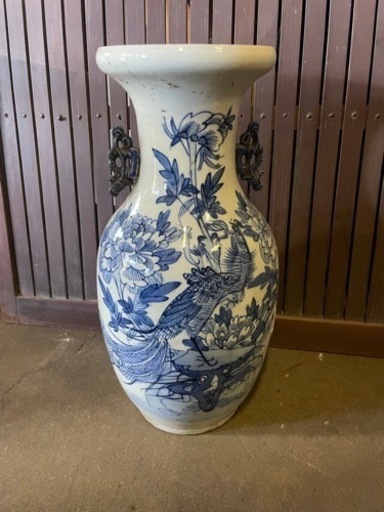 中国 清時代★花瓶 染付 唐物 骨董品 古美術