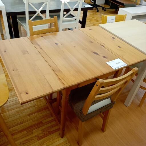 ★ジモティ割あり★ IKEA　伸縮ダイニングテーブルセット イス2脚付き　ナチュラル　クリーニング済　YJ833
