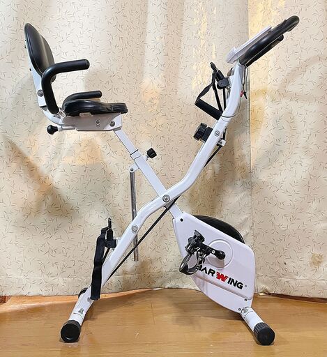 フィットネスバイク+プッシュアップバー付き 折りたたみ 静音