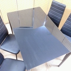 【引取】4Pダイニングセット ガラステーブル ダイニングテーブル 椅子×4脚 DORIS ドリスの画像