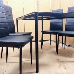 【引取】4Pダイニングセット ガラステーブル ダイニングテーブル 椅子×4脚 DORIS ドリスの画像