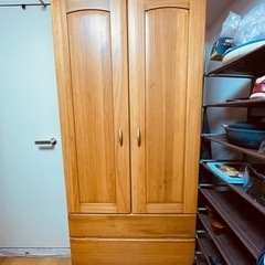 【0円】鏡付きクローゼットタンス木目調