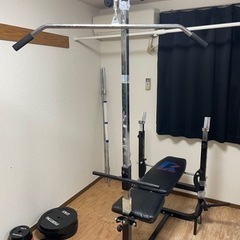 ベンチ、バーベルシャフト160cm 28mm付き