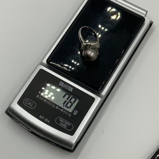 Pt900 プラチナ900 南洋黒蝶真珠　リング　ダイヤリング　7.8g 0.15ct 高島屋ギャランティー