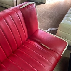 訳あり中古品　アメリカンなソファーベッド　赤色　シングルの画像