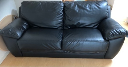 【お取引き中です】ソファ　合皮　黒　ニトリ