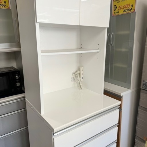 【超美品‼️】定価39,900円♪ 現行モデル ニトリ 60cm幅レンジボード(レジューム60) 食器棚 キッチン収納家具 鏡面仕上げ