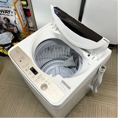 ②【美品‼️】シャープ2021年製 6.0kg全自動洗濯機 穴なしステンレス槽 ブラウン♪の画像