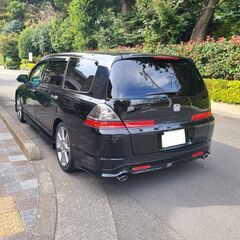 オデッセイ　アブソルート　H20　車検7/6　走行102000ｋ　ケンウッドメモリーナビ＆フルセグTV＆リヤモニター　サブウーハー　カラーバックカメラ　純正エアロ＆純正18AW　革調シートカバー　キセノン＆イエローフォグ　クルコン　の画像